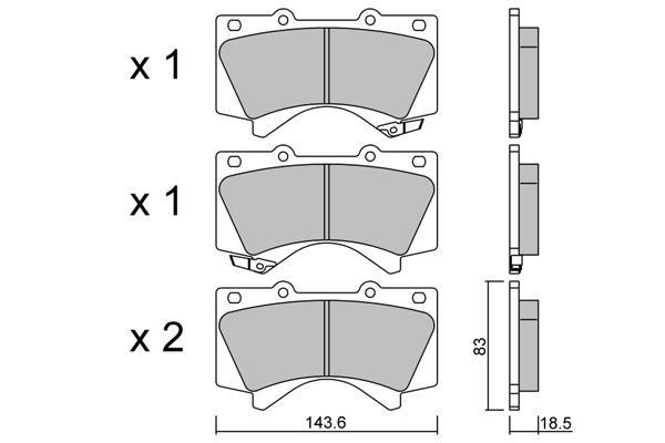 Jeu de 4 plaquettes de frein AISIN ref. BPTO-1024